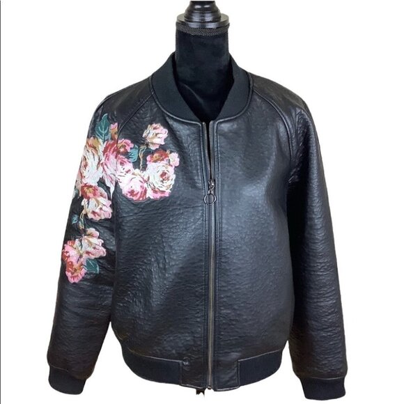 BOMBER JOE’S VEGAN LEATHER EMBROIDERED JACKET - Picture 2 of 11